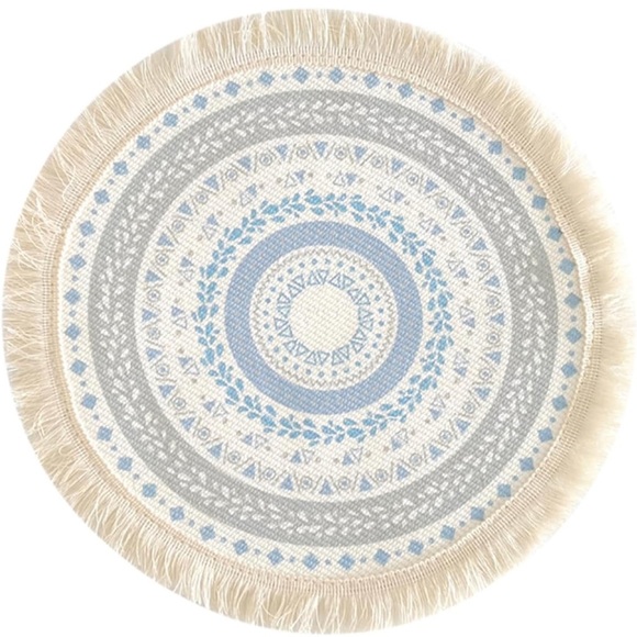 - Round boho placemats 9x9 washable cotton tea spot Mats ( 4 ) - Picture 13 of 16